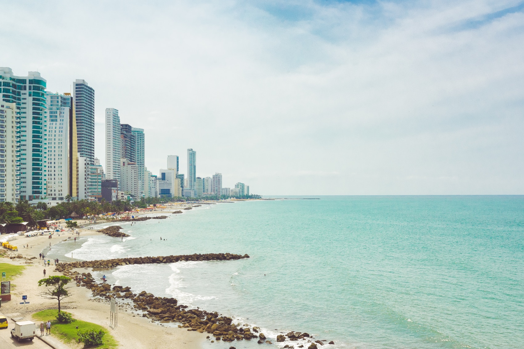 Bocagrande Beach High-rises meet the sand at Bocagrande Beach in Cartagena